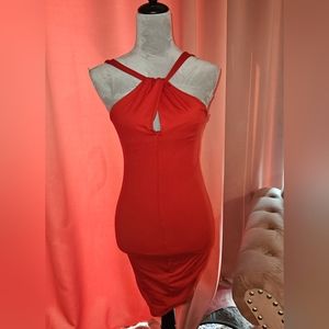 Red Cross Front Midi Dress